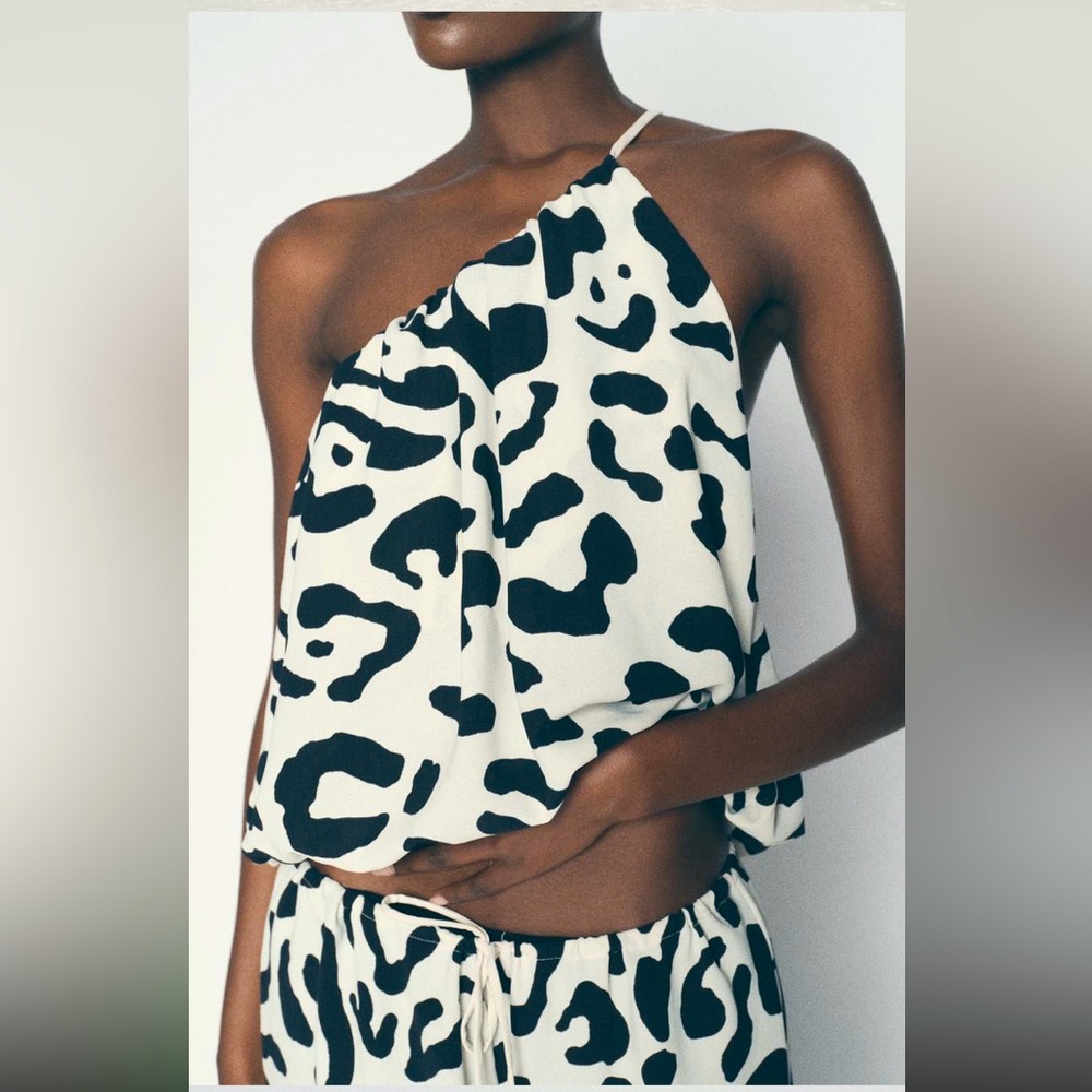 Zara Monochrome Asymmetrical Blouse